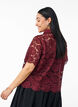 Lace shirt blouse with pearl buttons, Dark Bordeaux, Model image number 2