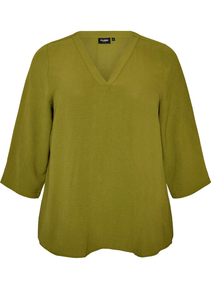 Blouse with 3/4 sleeves, Green, Packshot image number 0
