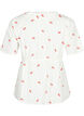 Cherry print wrap blouse in cotton, B. White/Cherry, Packshot image number 1