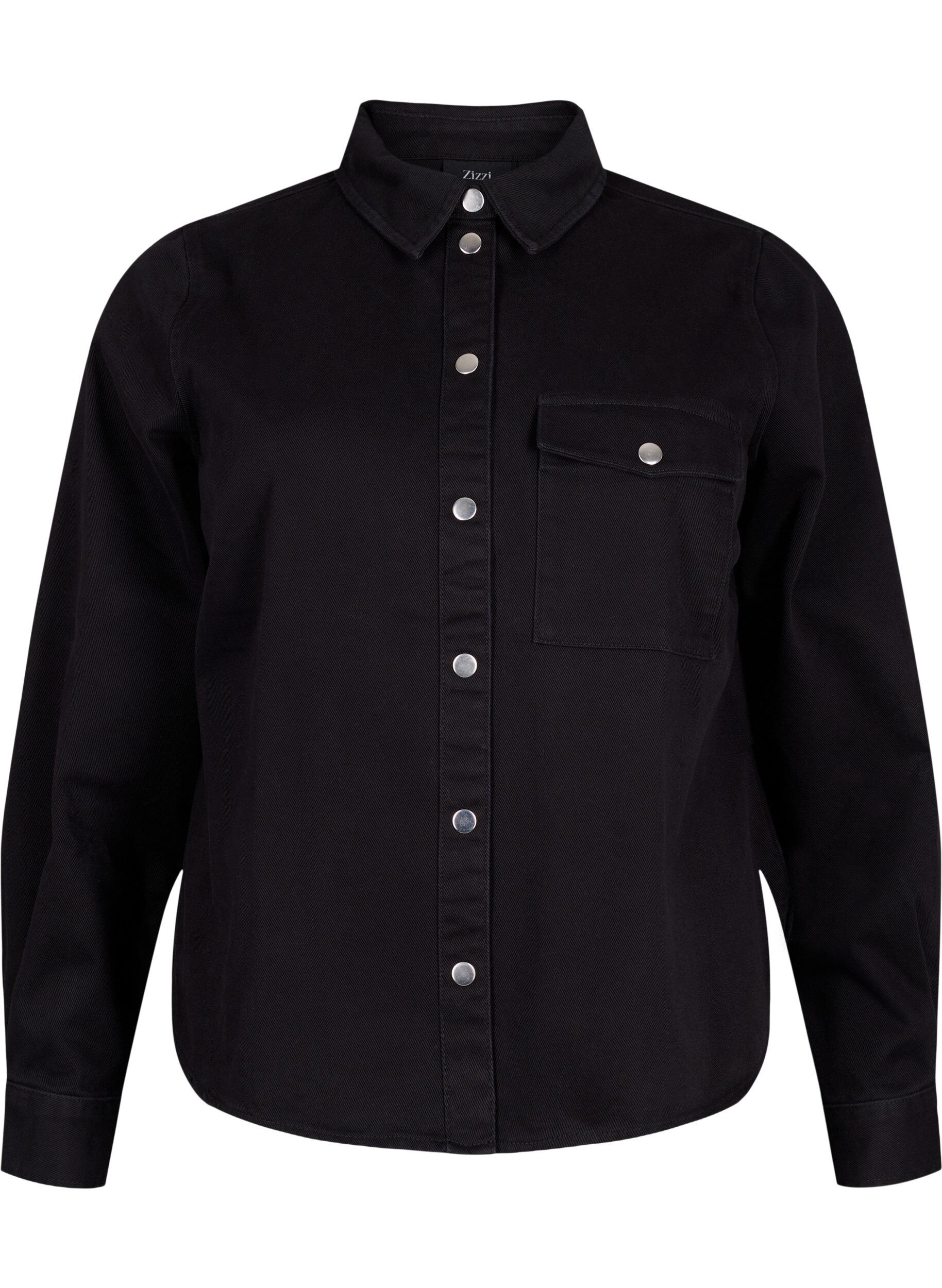 Zizzifashion Canvas jacket with buttons, Black, Packshot image number 0