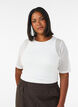 Mesh top with short sleeves and round neck, Vanilla, Model image number 0