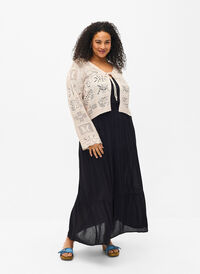 Long skirt with elasticated waist, Black, Model