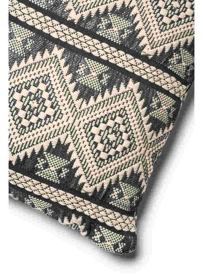 Jacquard patterned cushion cover, Black/White/Glitter, Packshot image number 2