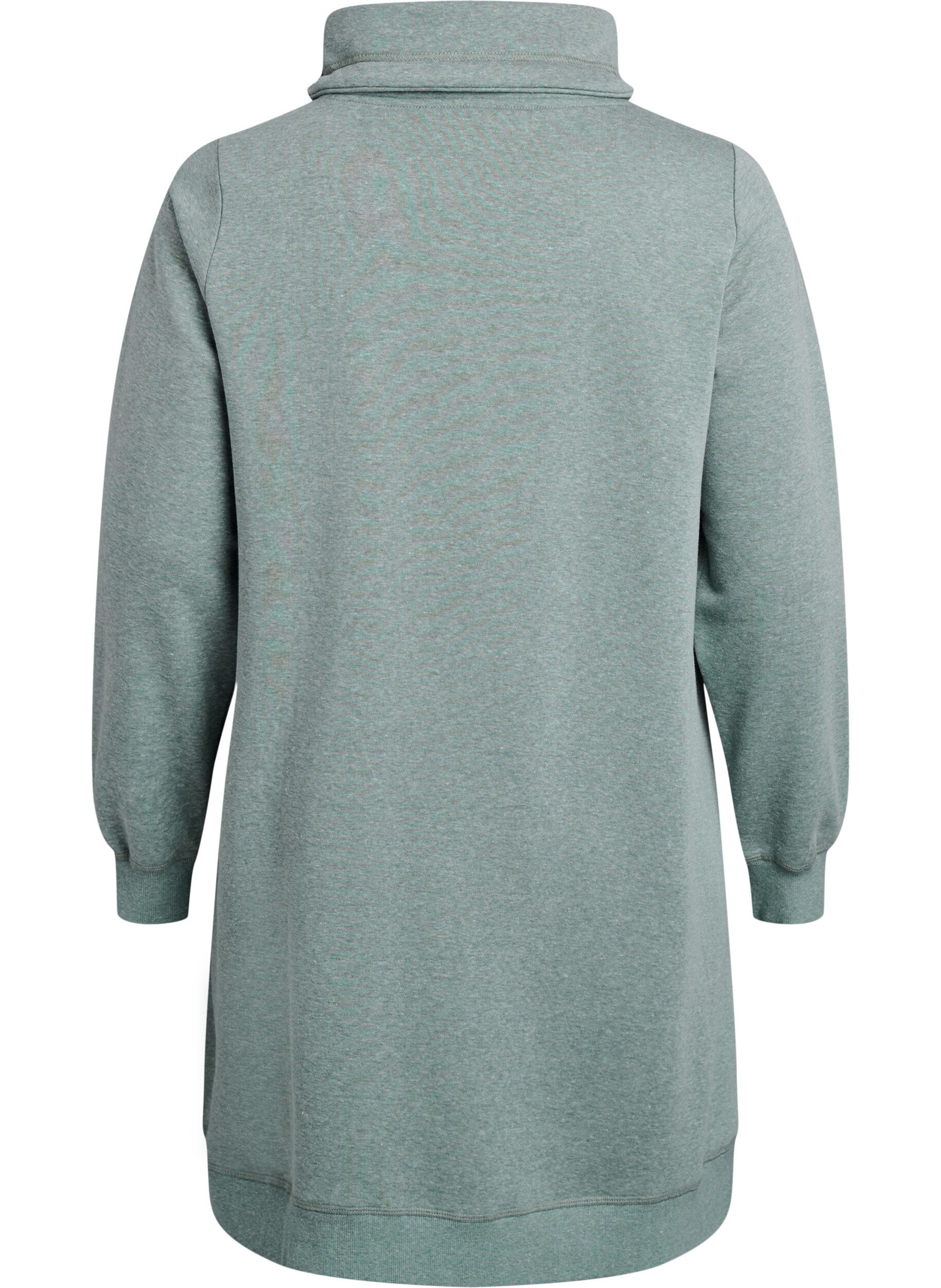 Zizzifashion FLASH - Short sweatshirt dress with high collar and pockets, Green, Packshot image number 1