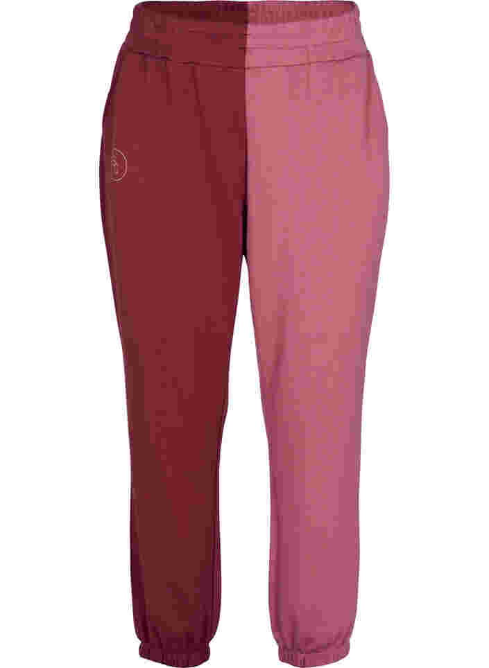 Sweatpants med colour-block, Red Mahogany/RoseBr., Packshot image number 0