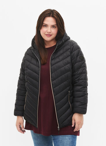 Lightweight jacket with hood, Black, Model image number 0