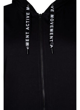 Workout sweat with zip and hood, Black, Packshot image number 2