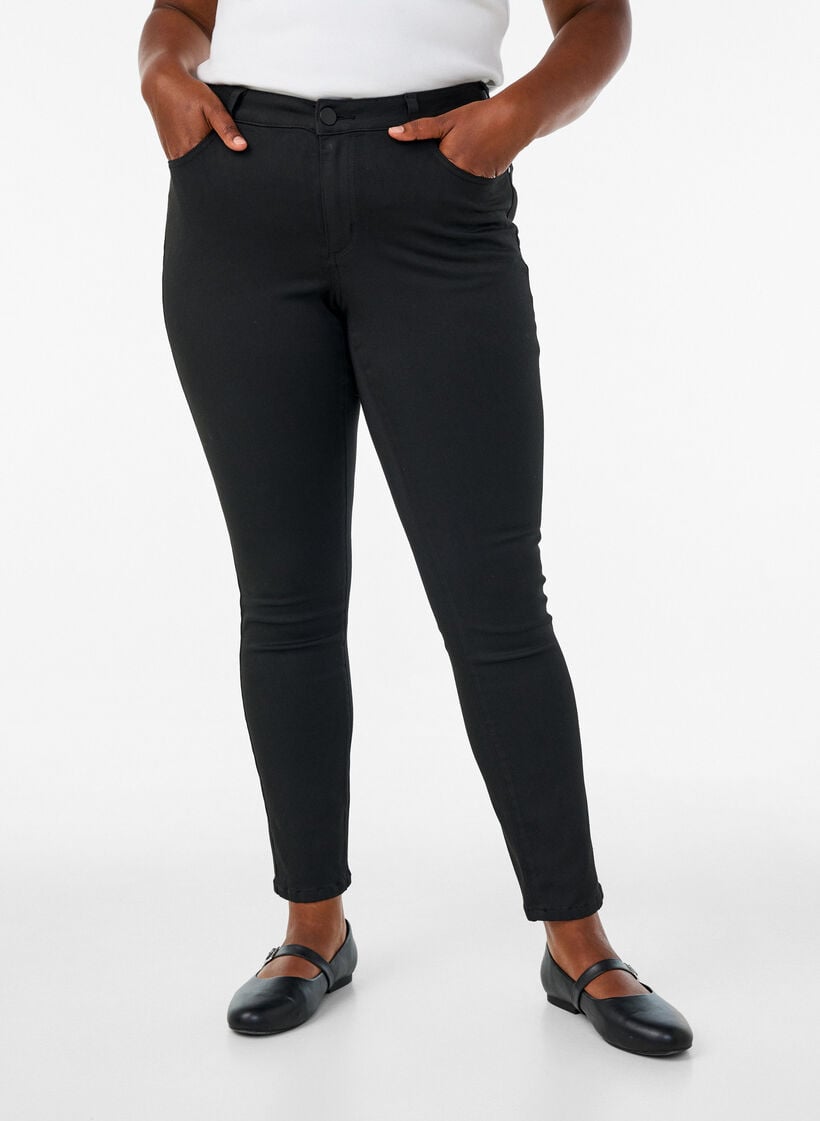 Emily Stay Black jeans with regular waist, Black, Model image number 2