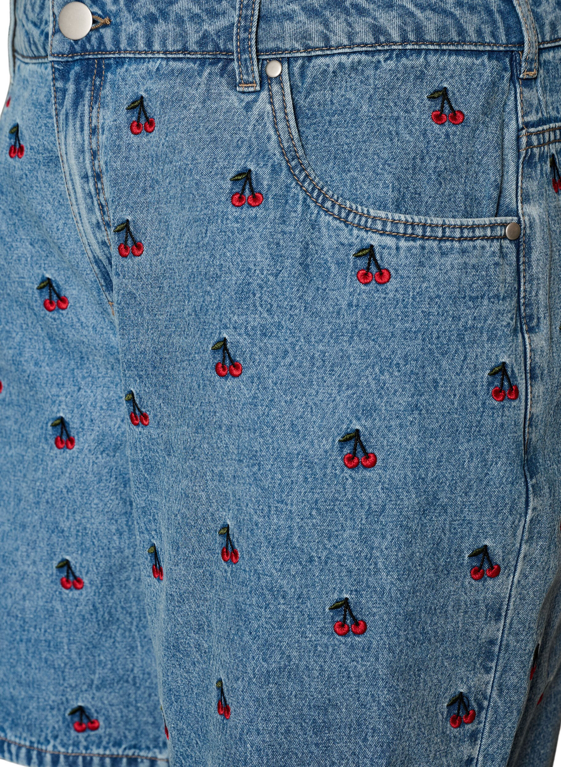 ZizzifashionEmbroidered denim shorts, Light Blue, Packshot image number 2