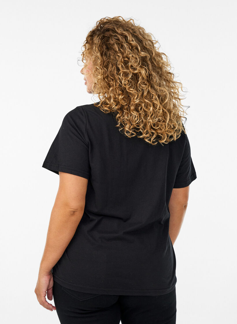 T-shirt with motif., Black, Model image number 2