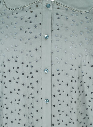 Cotton dress with broderie anglaise, Silver Blue, Packshot image number 2
