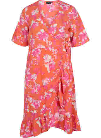 Printed short-sleeved wrap dress