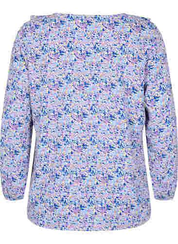 Printed blouse with ruffles, Purple Ditzy Flower, Packshot image number 1