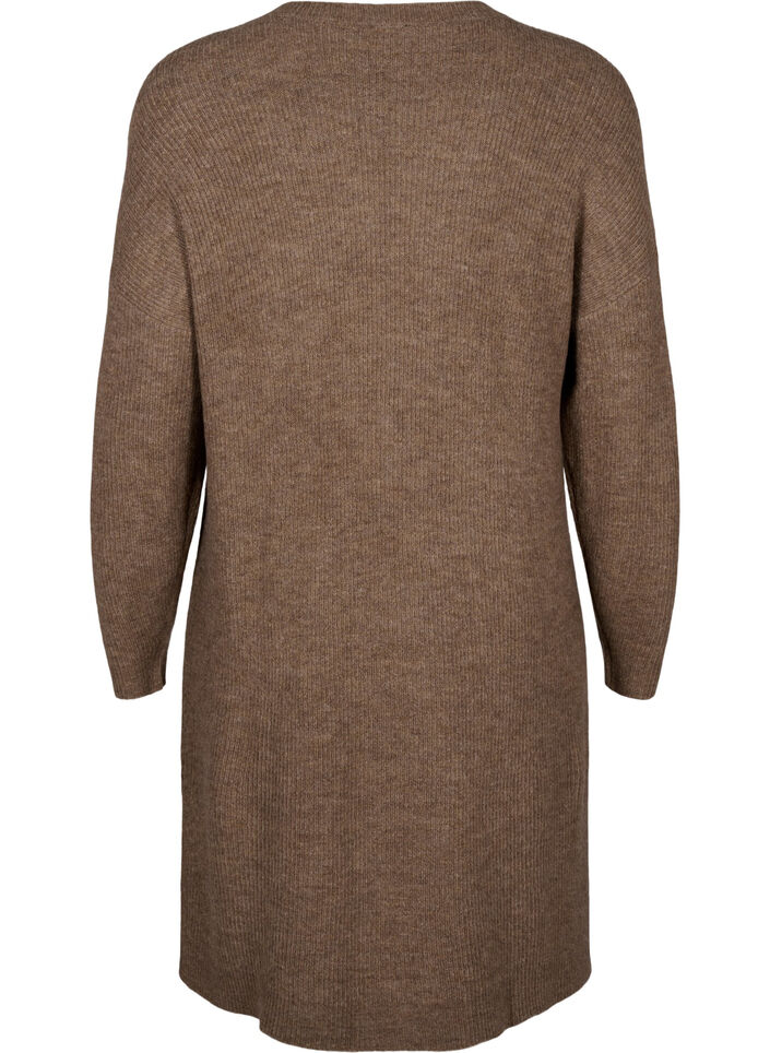 Long sleeved rib knit dress, Caribou Mel., Packshot image number 1