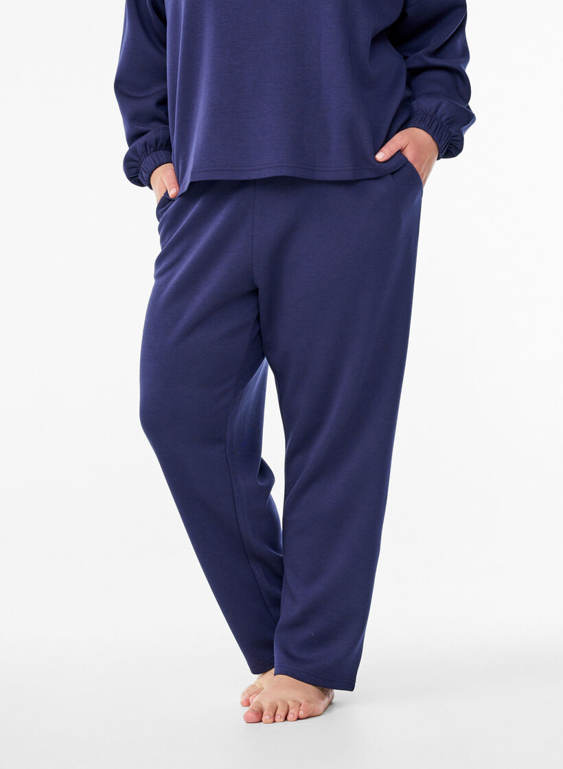 Loose trousers in modal mix, Blue, Model image number 2
