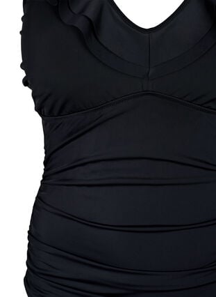 Swimsuit with ruffles and removable inserts, Black, Packshot image number 2