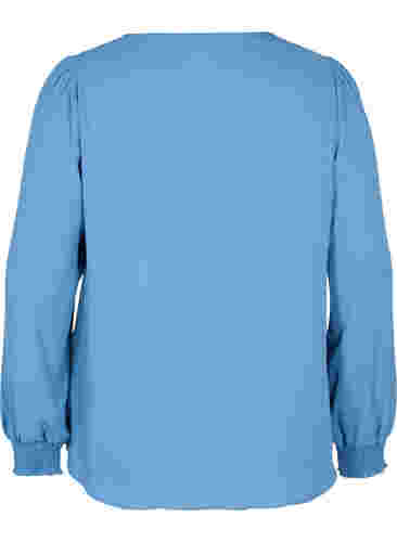 V-neck shirt with smock, Captains Blue, Packshot image number 1
