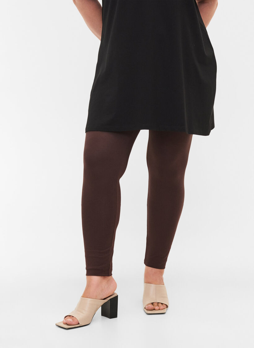 Basic viscose leggings, Brown, Model image number 3