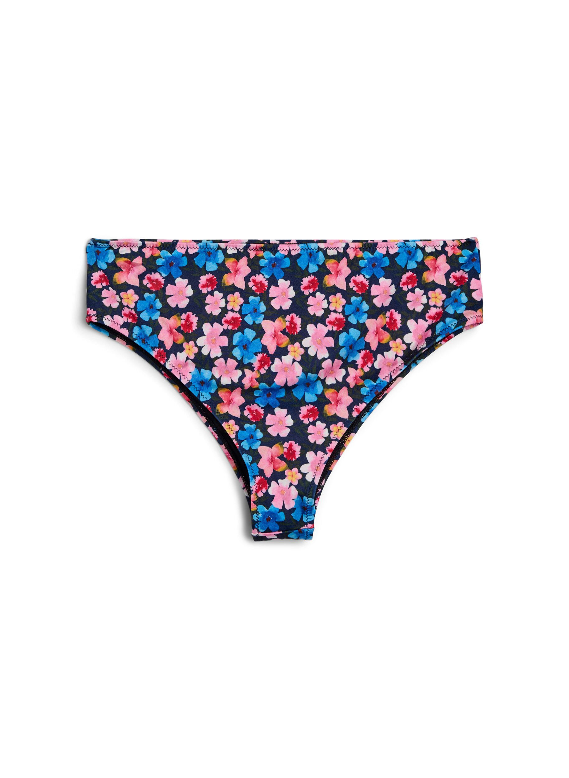 Zizzifashion Floral brazilian bikini bottoms, Red, Packshot image number 1