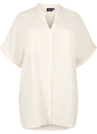 Striped shirt with chest pockets, Natrual/S. Stripe, Packshot image number 0