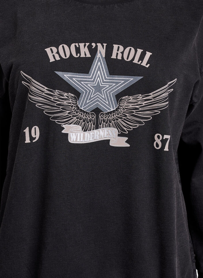 Washed sweatshirt with statement print, Grey, Packshot image number 2