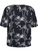 Short-sleeved blouse with embroidered pattern, Black, Packshot image number 1