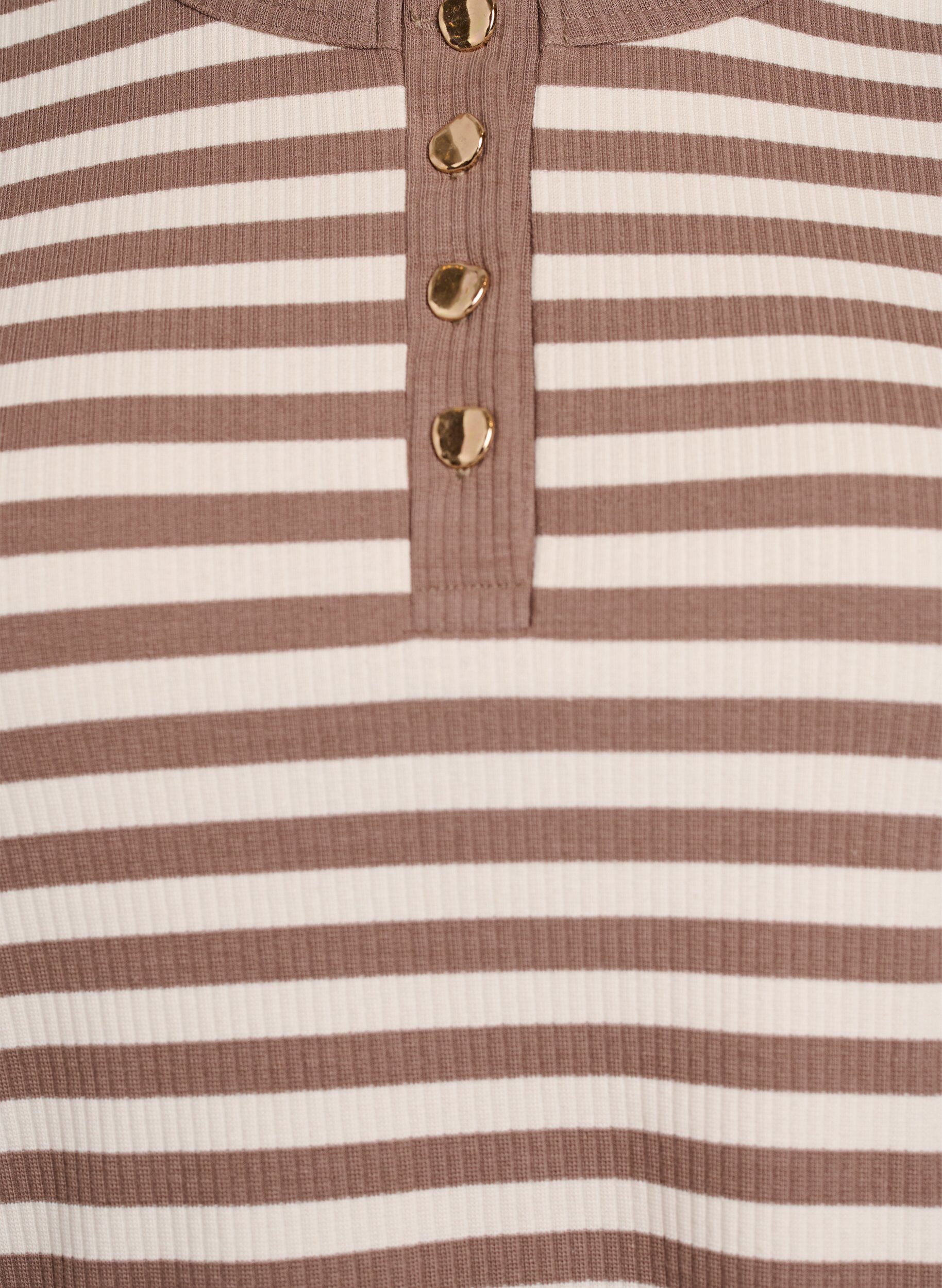 Zizzifashion Striped jersey blouse with a ribbed texture, Vanilla, Packshot image number 2