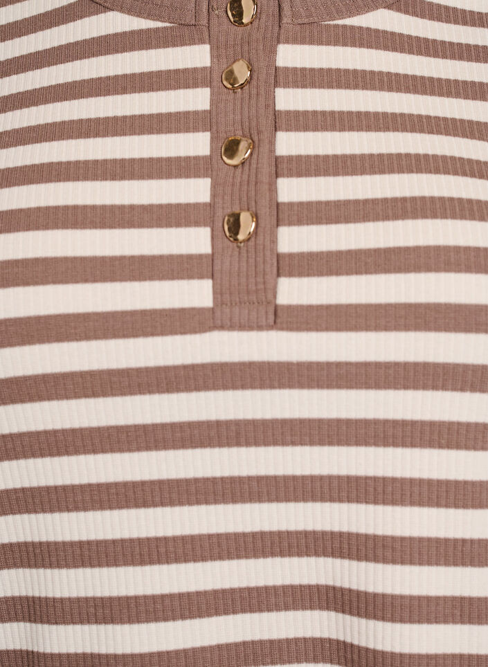 Striped jersey blouse with a ribbed texture, Vanilla, Packshot image number 2