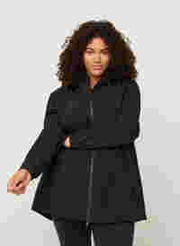 Short, hooded softshell jacket, Black, Model