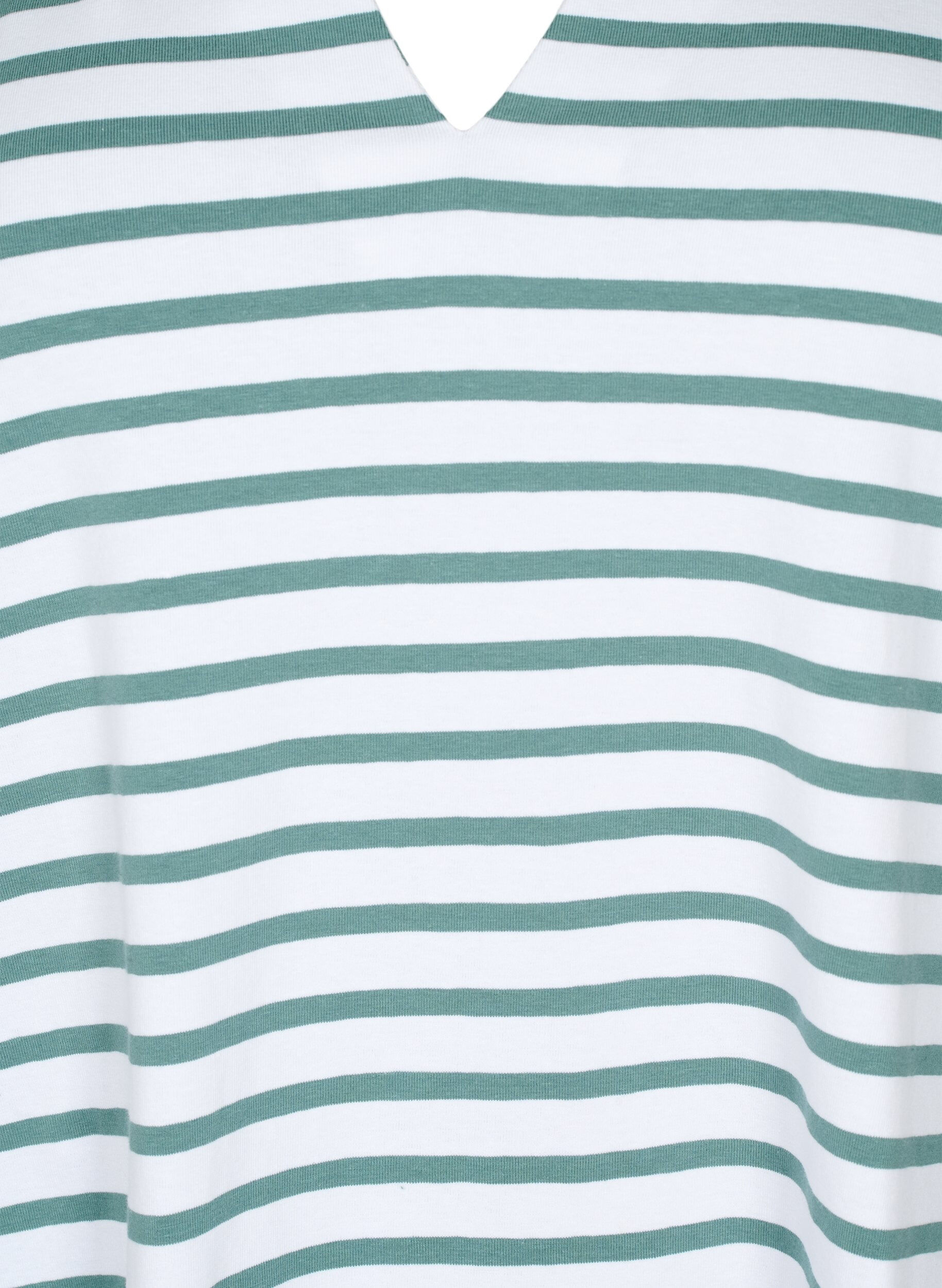 Zizzifashion Cotton t-shirt with stripes and v-neck, B.White/SeaP.Stripes, Packshot image number 2