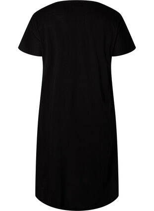Cotton nightdress with floral print, Black, Packshot image number 1