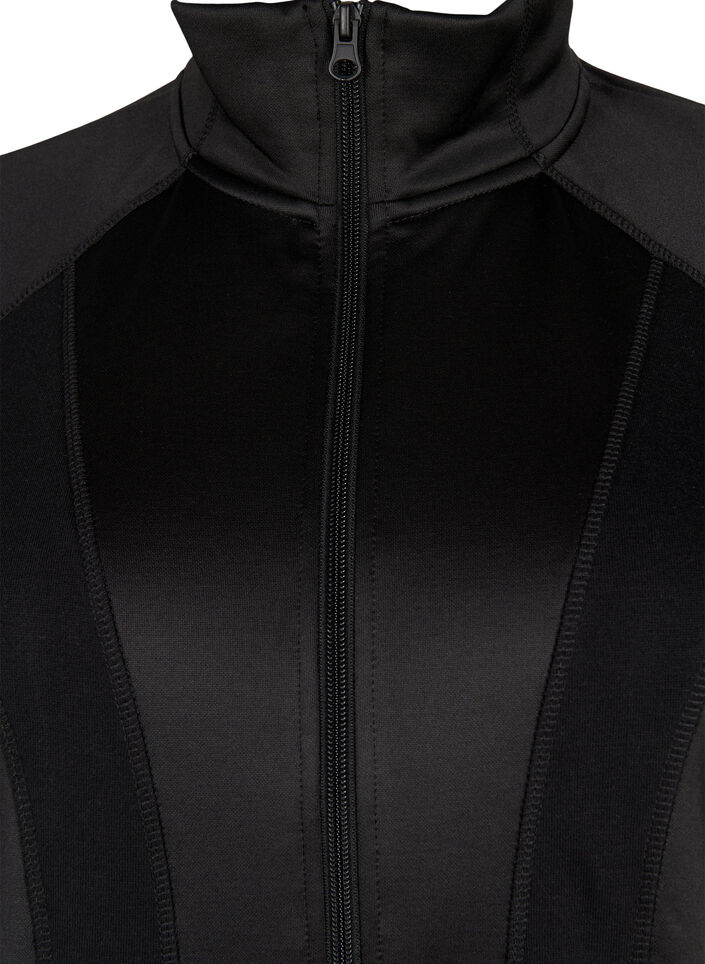 Sports cardigan with zipper and high neck, Black, Packshot image number 2