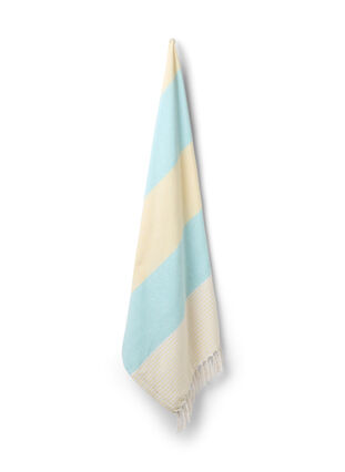 Striped hammam towel with fringes, Brook Green Comb, Packshot image number 0