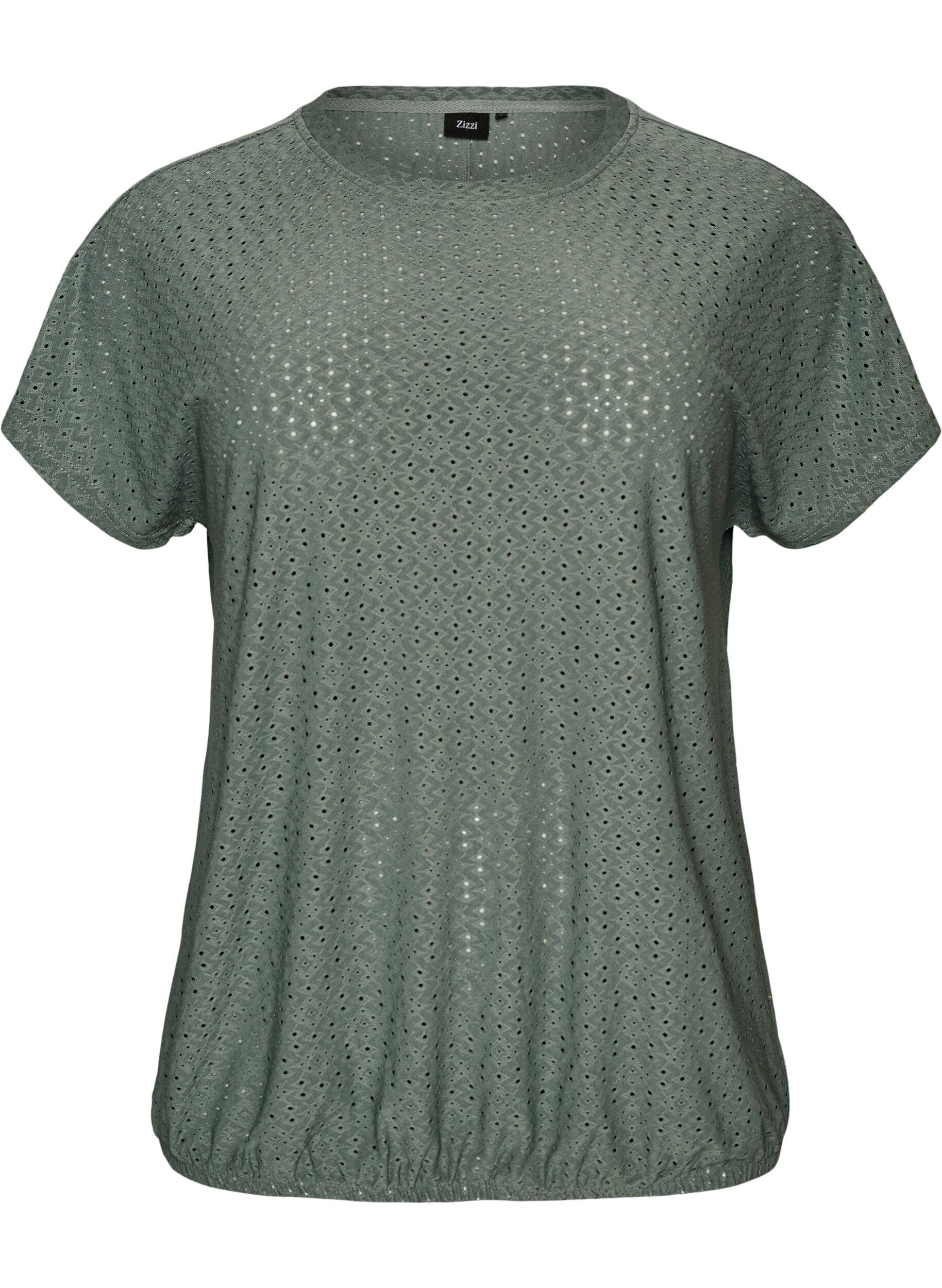 ZizzifashionBlouse with eyelet embroidery and balloon-effect, Green, Packshot image number 0