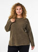 Ribbed jumper with decorative buttons, Brown, Model image number 0