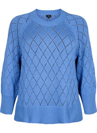 Long sleeve knitted blouse with hole pattern