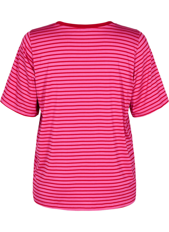 T-shirt with TENCEL™ Lyocell and stripes, Rose, Packshot image number 1