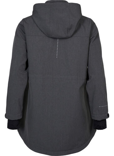 Softshell jacket with detachable hood, Dark Grey Melange, Packshot image number 1