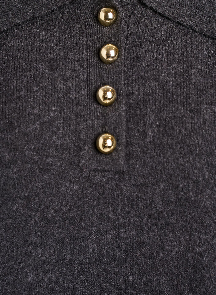 Short knit dress with polo collar and buttons, Dark Grey, Packshot image number 2