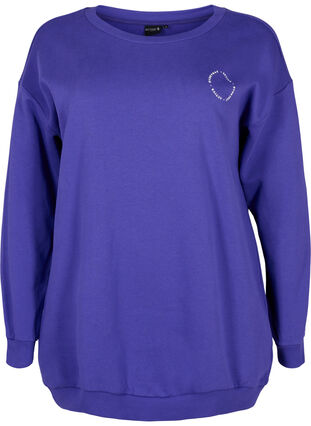 Printed cotton sweatshirt, Deep Blue, Packshot image number 0