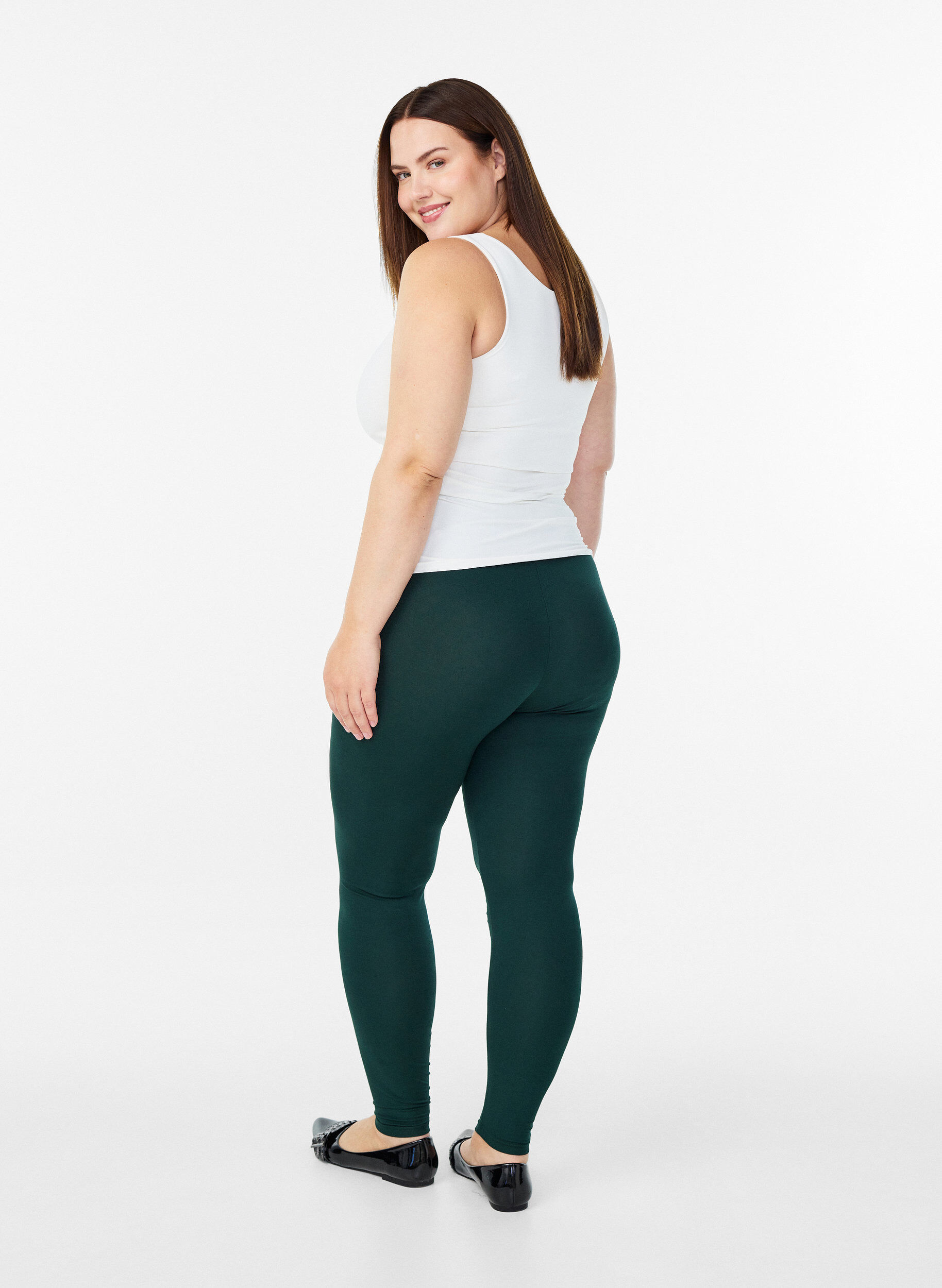 ZizzifashionBasic leggings with extra length, Green, Model image number 2