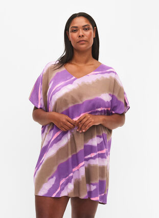 Printed beach dress in viscose, Fantom Print, Model image number 0
