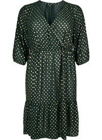 Dress with dotted foil print and 3/4 sleeves