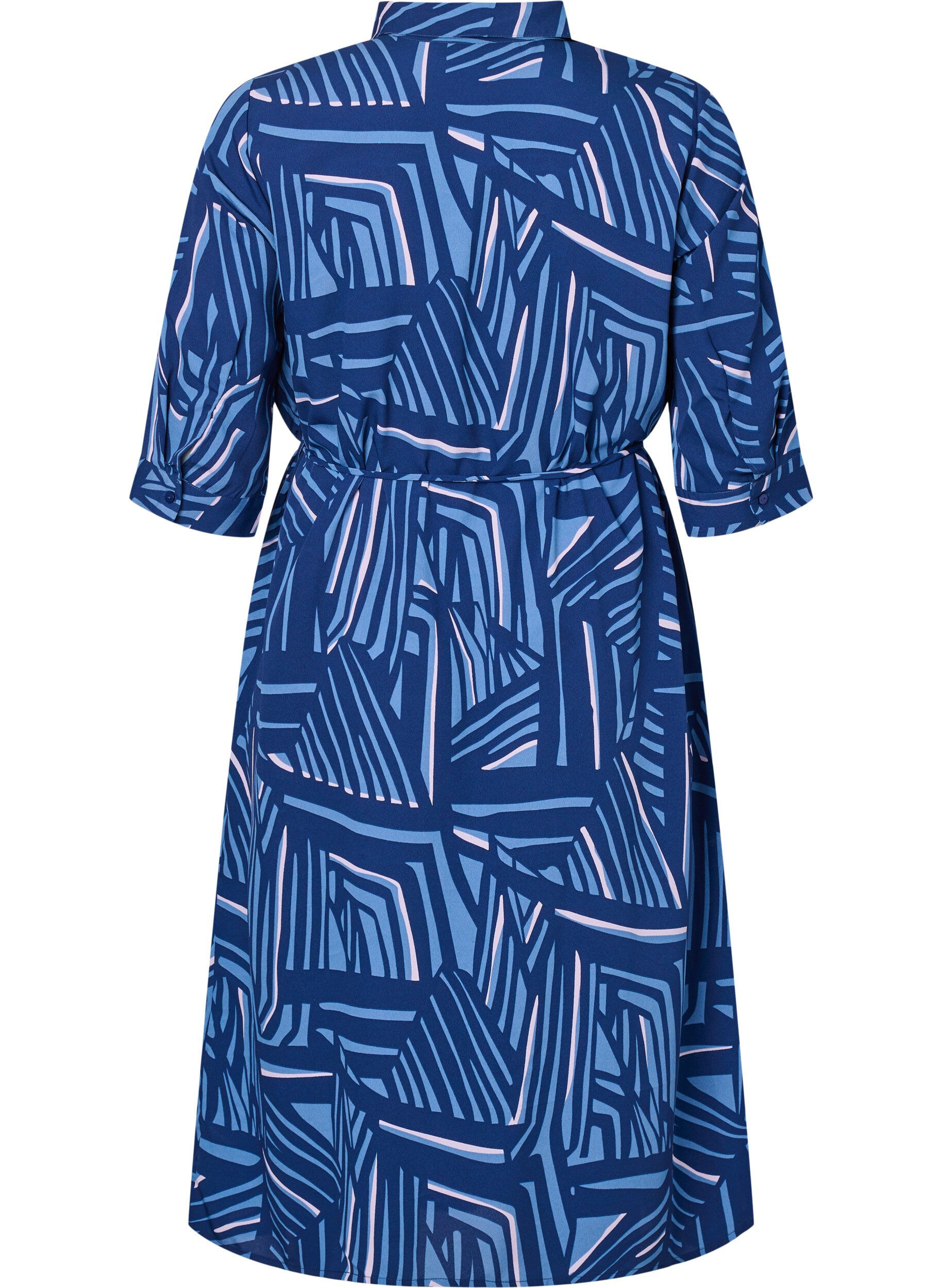 Zizzifashion FLASH - Shirt dress with print, Medieval Blue AOP, Packshot image number 1
