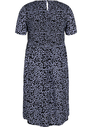 Printed viscose dress with smock, Blue Dot, Packshot image number 1
