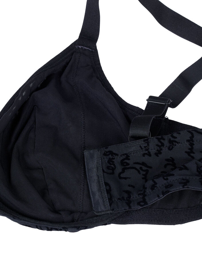 Full cover bra with text print, Black, Packshot image number 3