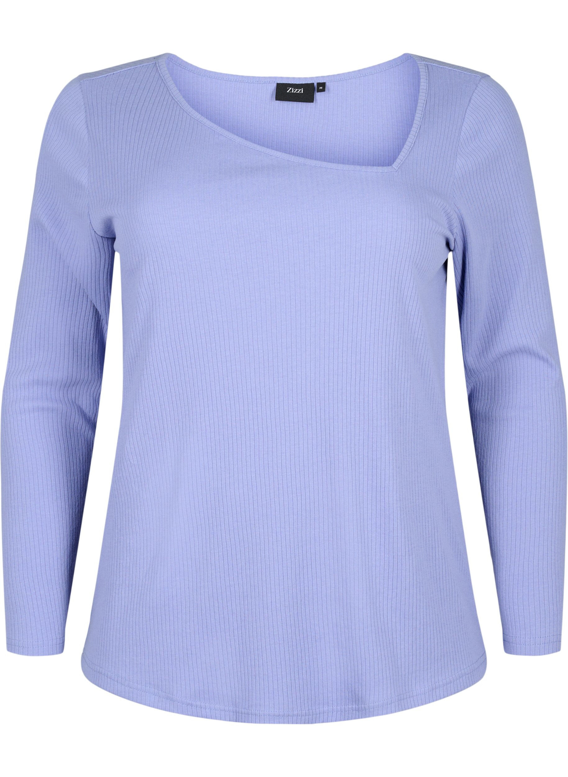 Zizzifashion Long-sleeved t-shirt with asymmetrical cut, Lavender Violet, Packshot image number 0