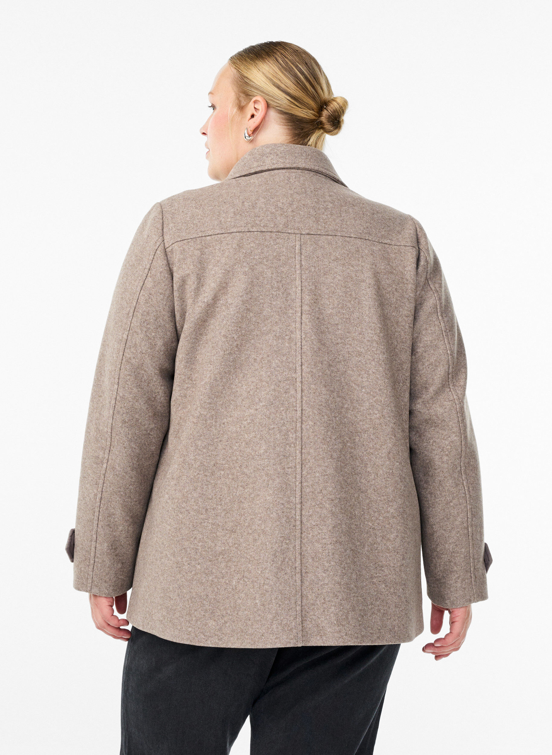 ZizzifashionShort coat with double-breasted button closure, Beige, Model image number 2