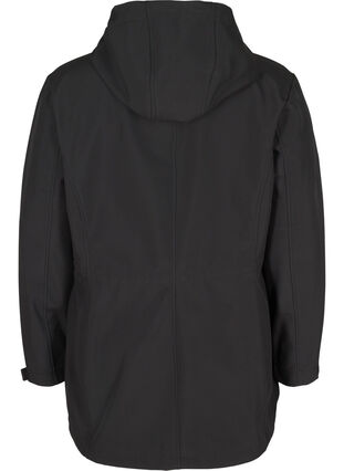 Hooded softshell jacket with adjustable waist, Black, Packshot image number 1