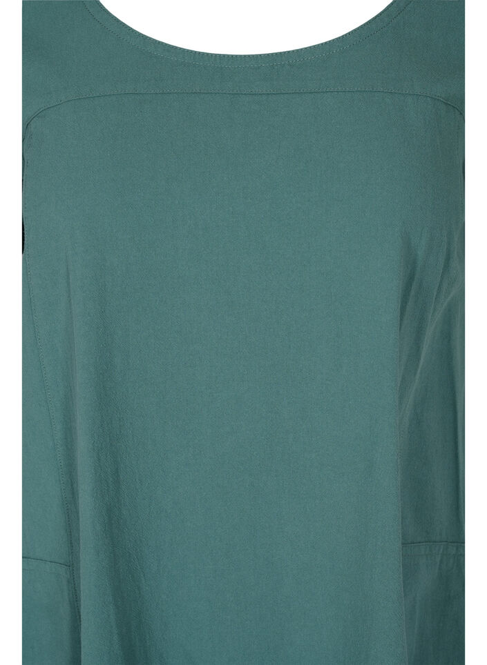 Short-sleeved cotton dress, Green, Packshot image number 2